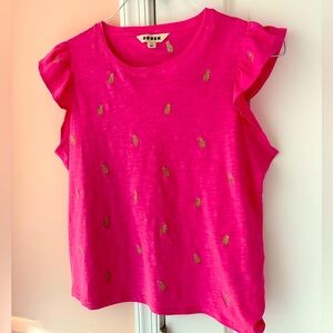 Boden Fuchsia Tee with Gold Pineapples